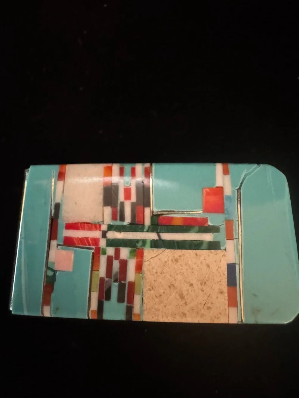 Turquoise Multi-Color‎ Inlay Money Clip